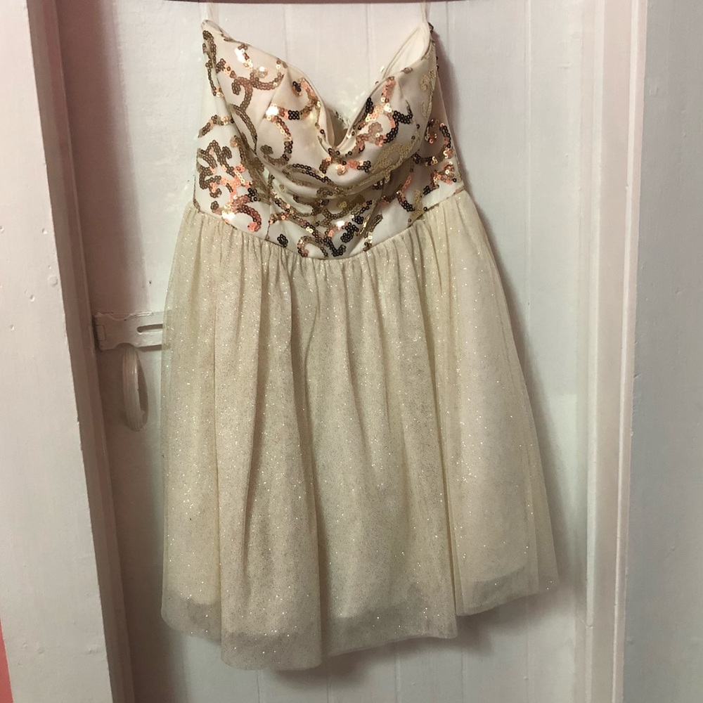 White and gold formal dress